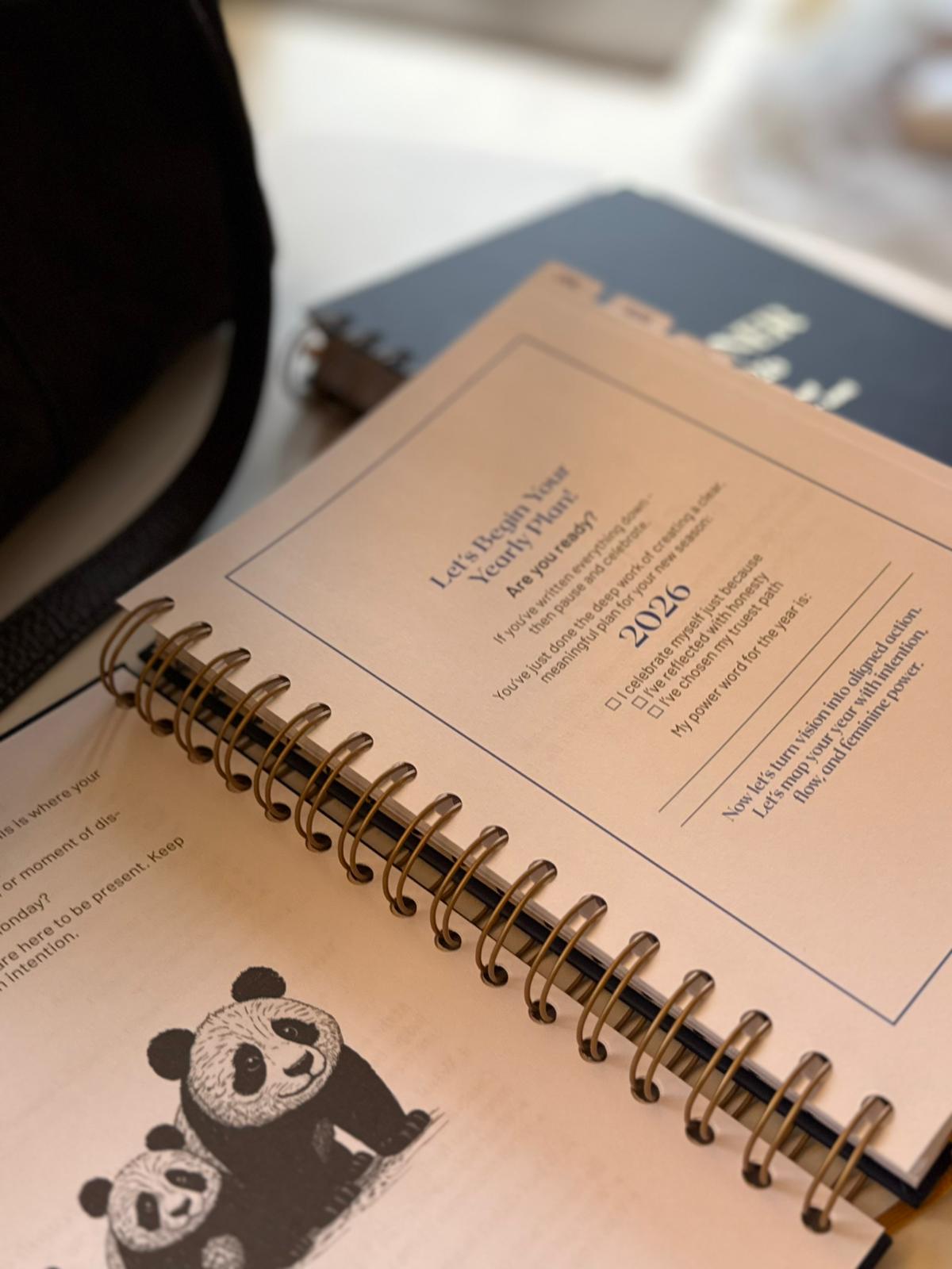 PLANNER 2026 two-volume planner for women on a minimalist desk